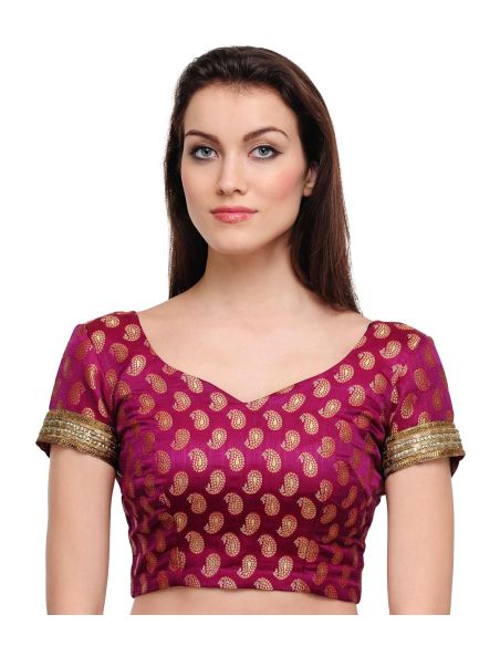 Fuchsia Tasveer_Blouse_Maroon