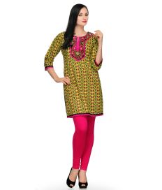 Aujjessa_Tasveer_Kurti_Yellow_Pink  2